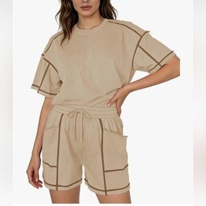 NWT Beige Light Khaki Shorts Set-M